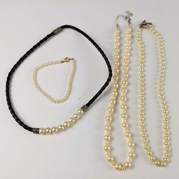 Costume Jewelry Cream-Colored Pearl Lot x4 - Picture 1 of 5
